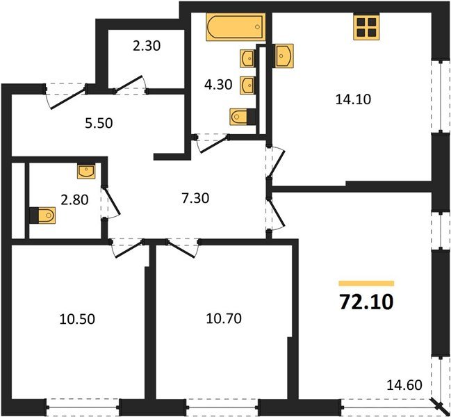 Фото №1: 3-комнатная квартира 72&nbsp;м², 6/18&nbsp;эт. - Краснодар, Прикубанский внутригородской округ, мкр. квартал Самолёт 7