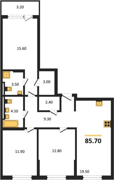 Фото №1: 3-комнатная квартира 85&nbsp;м², 2/18&nbsp;эт. - Краснодар, Прикубанский внутригородской округ, мкр. квартал Самолёт 7