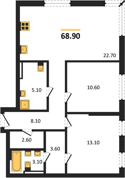 Фото №1: 2-комнатная квартира 68&nbsp;м², 2/18&nbsp;эт. - Краснодар, Прикубанский внутригородской округ, мкр. квартал Самолёт 7