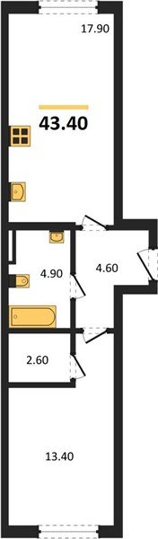 Фото №1: 1-комнатная квартира 43&nbsp;м², 2/18&nbsp;эт. - Краснодар, Прикубанский внутригородской округ, мкр. квартал Самолёт 7