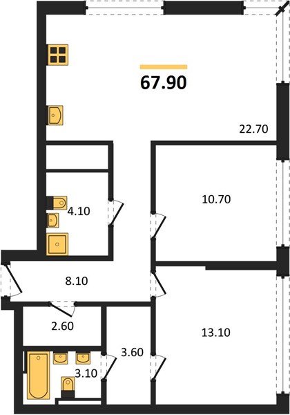 Фото №1: 2-комнатная квартира 67&nbsp;м², 18/18&nbsp;эт. - Краснодар, Прикубанский внутригородской округ, мкр. квартал Самолёт 7