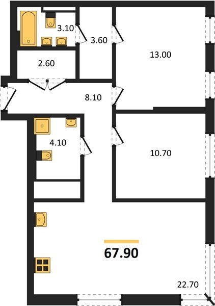 Фото №1: 2-комнатная квартира 67&nbsp;м², 3/18&nbsp;эт. - Краснодар, Прикубанский внутригородской округ, мкр. квартал Самолёт 7