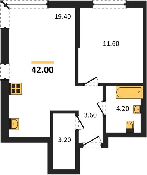 Фото №1: 1-комнатная квартира 42&nbsp;м², 13/18&nbsp;эт. - Краснодар, Прикубанский внутригородской округ, мкр. квартал Самолёт 7