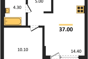 Фото №1: 1-комнатная квартира 37 м², 12/18 эт. - Краснодар, мкр. квартал Самолёт 7,