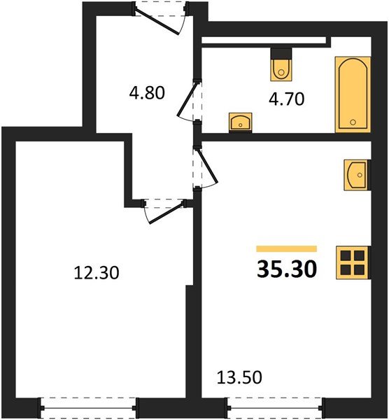Фото №1: 1-комнатная квартира 35&nbsp;м², 12/18&nbsp;эт. - Краснодар, Прикубанский внутригородской округ, мкр. квартал Самолёт 7