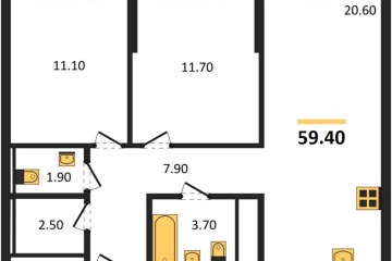 Фото №1: 2-комнатная квартира 59 м², 6/18 эт. - Краснодар, мкр. квартал Самолёт 7,