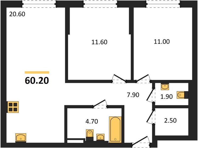 Фото №1: 2-комнатная квартира 60&nbsp;м², 2/18&nbsp;эт. - Краснодар, Прикубанский внутригородской округ, мкр. квартал Самолёт 7