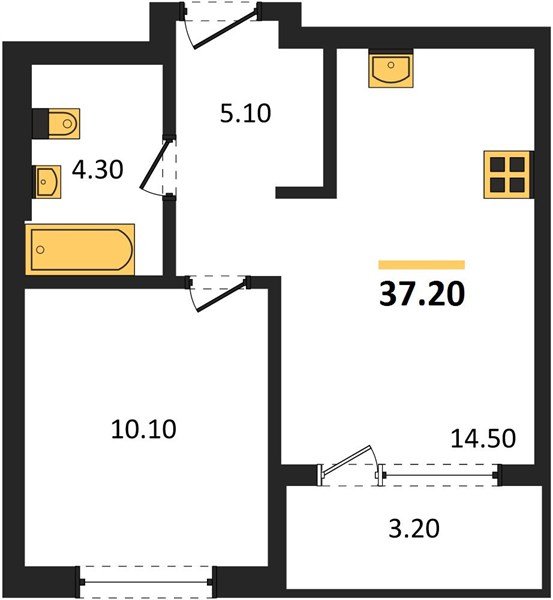 Фото №1: 1-комнатная квартира 37&nbsp;м², 2/18&nbsp;эт. - Краснодар, Прикубанский внутригородской округ, мкр. квартал Самолёт 7