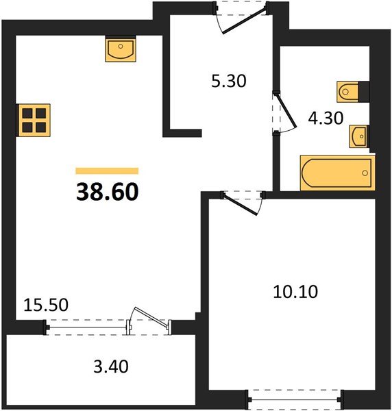 Фото №1: 1-комнатная квартира 38&nbsp;м², 3/18&nbsp;эт. - Краснодар, Прикубанский внутригородской округ, мкр. квартал Самолёт 7