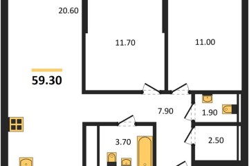 Фото №1: 2-комнатная квартира 59 м², 6/18 эт. - Краснодар, мкр. квартал Самолёт 7,