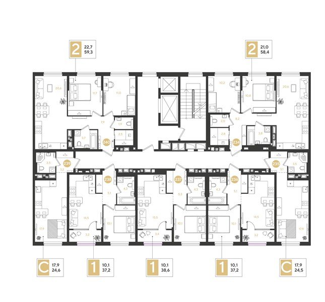 Фото №8: 2-комнатная квартира 58&nbsp;м², 6/18&nbsp;эт. - Краснодар, Прикубанский внутригородской округ, мкр. квартал Самолёт 7