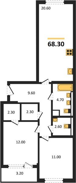 Фото №1: 2-комнатная квартира 68&nbsp;м², 2/18&nbsp;эт. - Краснодар, Прикубанский внутригородской округ, мкр. квартал Самолёт 7