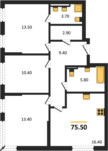Фото №1: 3-комнатная квартира 75&nbsp;м², 7/18&nbsp;эт. - Краснодар, Прикубанский внутригородской округ, мкр. квартал Самолёт 7