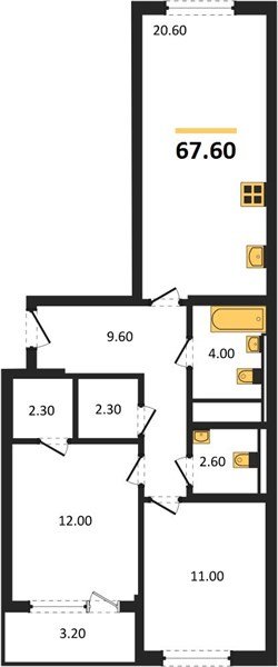 Фото №1: 2-комнатная квартира 67&nbsp;м², 9/18&nbsp;эт. - Краснодар, Прикубанский внутригородской округ, мкр. квартал Самолёт 7