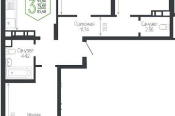 Фото №1: 3-комнатная квартира 85 м², 5/24 эт. - Краснодар, мкр. Черёмушки,