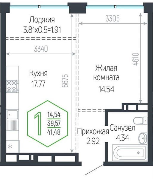 Фото №1: 1-комнатная квартира 41&nbsp;м², 4/24&nbsp;эт. - Краснодар, Центральный внутригородской округ, мкр. Черёмушки