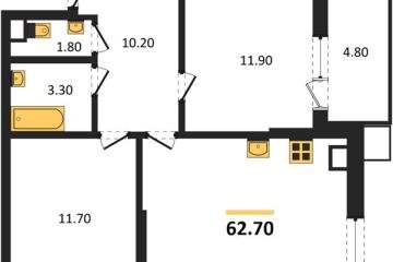 Фото №1: 2-комнатная квартира 62 м², 2/9 эт. - Краснодар, мкр. Парк Победы,