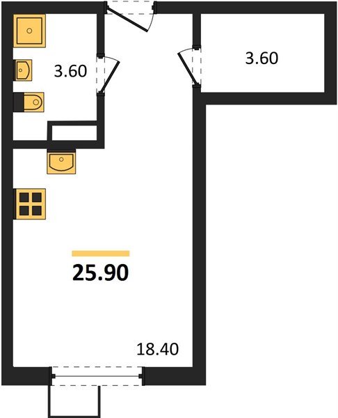 Фото №1: Студия 25&nbsp;м², 2/9&nbsp;эт. - Краснодар, Прикубанский внутригородской округ, мкр. Парк Победы