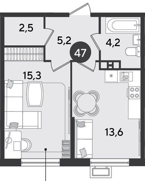 Фото №1: 1-комнатная квартира 40&nbsp;м², 8/9&nbsp;эт. - Краснодар, Прикубанский внутригородской округ, мкр. Парк Победы