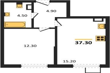 Фото №1: 1-комнатная квартира 37 м², 2/9 эт. - Краснодар, мкр. Парк Победы,