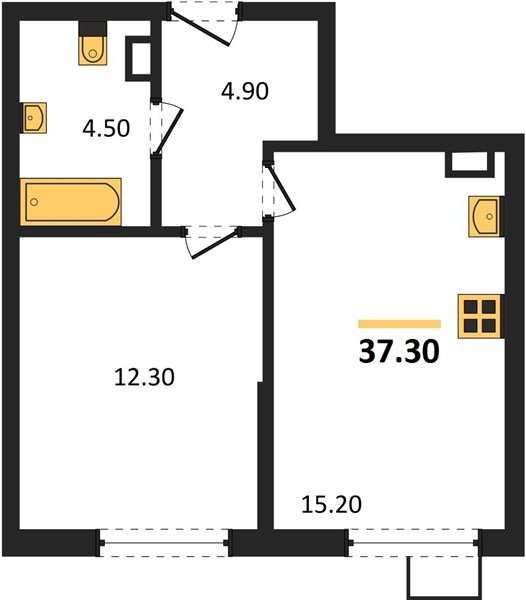 Фото №1: 1-комнатная квартира 37&nbsp;м², 2/9&nbsp;эт. - Краснодар, Прикубанский внутригородской округ, мкр. Парк Победы