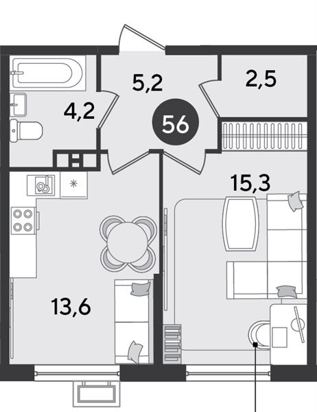 Фото №1: 1-комнатная квартира 40&nbsp;м², 9/9&nbsp;эт. - Краснодар, Прикубанский внутригородской округ, мкр. Парк Победы