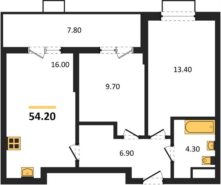 Фото №1: 2-комнатная квартира 54&nbsp;м², 10/16&nbsp;эт. - Яблоновский, мкр. ЖК Мегасити