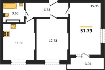 Фото №1: 2-комнатная квартира 51&nbsp;м², 6/12&nbsp;эт. - Краснодар, мкр. Карасунский внутригородской округ, 