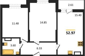 Фото №1: 2-комнатная квартира 52&nbsp;м², 4/12&nbsp;эт. - Краснодар, мкр. Карасунский внутригородской округ, 