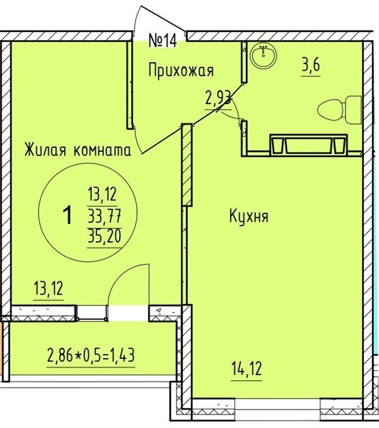 Фото №1: 1-комнатная квартира 35&nbsp;м², 11/16&nbsp;эт. - Краснодар, мкр. Карасунский внутригородской округ