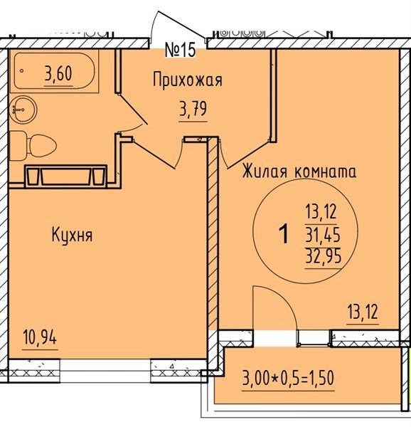 Фото №1: 1-комнатная квартира 32&nbsp;м², 16/16&nbsp;эт. - Краснодар, мкр. Карасунский внутригородской округ