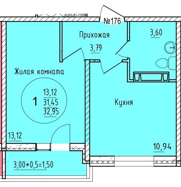 Фото №1: 1-комнатная квартира 32&nbsp;м², 16/16&nbsp;эт. - Краснодар, мкр. Карасунский внутригородской округ