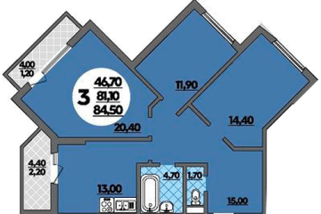 Фото №1: 3-комнатная квартира 84 м², 2/22 эт. - Краснодар, мкр. ЖК Парк у Дома, ул. Героев-Разведчиков, 11/1