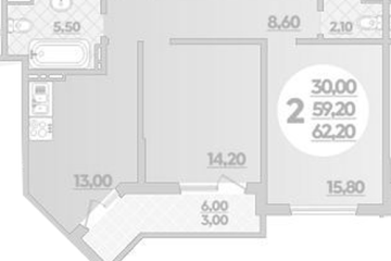 Фото №1: 2-комнатная квартира 62 м², 2/22 эт. - Краснодар, мкр. ЖК Парк у Дома, ул. Героев-Разведчиков, 11/1