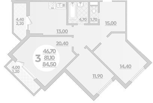 Фото №1: 3-комнатная квартира 84&nbsp;м², 2/22&nbsp;эт. - Краснодар, Прикубанский внутригородской округ, ЖК Бауинвест, мкр. ЖК Парк у Дома, ул. Героев-Разведчиков, 11/1