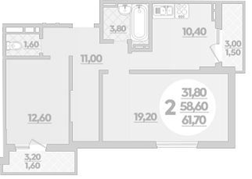 Фото №1: 2-комнатная квартира 62&nbsp;м², 11/22&nbsp;эт. - Краснодар, Прикубанский внутригородской округ, ЖК Бауинвест, мкр. ЖК Парк у Дома, ул. Героев-Разведчиков, 11/1