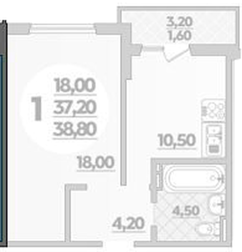 Фото №1: 1-комнатная квартира 38&nbsp;м², 22/22&nbsp;эт. - Краснодар, Прикубанский внутригородской округ, ЖК Бауинвест, мкр. ЖК Парк у Дома, ул. Героев-Разведчиков, 11/1