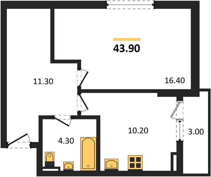 Фото №1: 1-комнатная квартира 43&nbsp;м², 15/22&nbsp;эт. - Краснодар, Прикубанский внутригородской округ, ЖК Бауинвест, мкр. ЖК Парк у Дома, ул. Героев-Разведчиков, 11/1