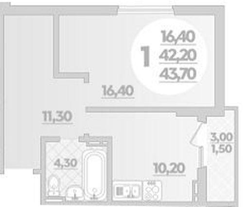 Фото №1: 1-комнатная квартира 44&nbsp;м², 19/22&nbsp;эт. - Краснодар, Прикубанский внутригородской округ, ЖК Бауинвест, мкр. ЖК Парк у Дома, ул. Героев-Разведчиков, 11/1