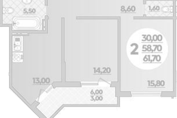 Фото №1: 2-комнатная квартира 61 м², 3/22 эт. - Краснодар, мкр. ЖК Парк у Дома, ул. Героев-Разведчиков, 11/1