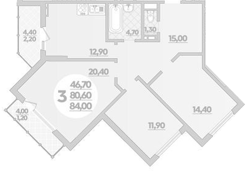 Фото №1: 3-комнатная квартира 84&nbsp;м², 3/22&nbsp;эт. - Краснодар, Прикубанский внутригородской округ, ЖК Бауинвест, мкр. ЖК Парк у Дома, ул. Героев-Разведчиков, 11/1