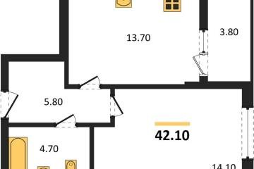Фото №1: 1-комнатная квартира 42 м², 2/18 эт. - Краснодар, мкр. Прикубанский внутригородской округ,