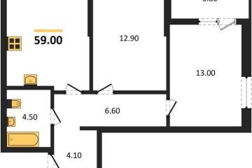 Фото №1: 2-комнатная квартира 59 м², 2/18 эт. - Краснодар, мкр. Прикубанский внутригородской округ,