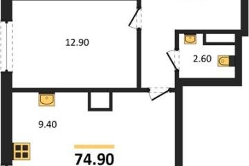 Фото №1: 2-комнатная квартира 74 м², 9/18 эт. - Краснодар, мкр. Прикубанский внутригородской округ,
