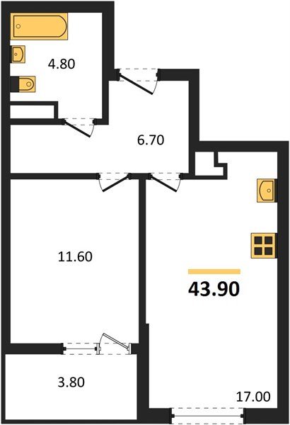 Фото №1: 1-комнатная квартира 43&nbsp;м², 7/18&nbsp;эт. - Краснодар, мкр. Прикубанский внутригородской округ