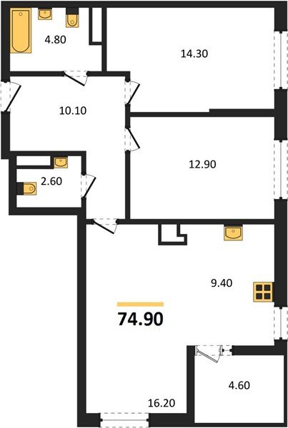 Фото №1: 2-комнатная квартира 74&nbsp;м², 13/18&nbsp;эт. - Краснодар, мкр. Прикубанский внутригородской округ