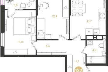 Фото №1: 2-комнатная квартира 58 м², 11/18 эт. - Краснодар, мкр. Прикубанский внутригородской округ,