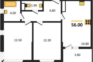 Фото №1: 2-комнатная квартира 56 м², 11/18 эт. - Краснодар, мкр. Прикубанский внутригородской округ,