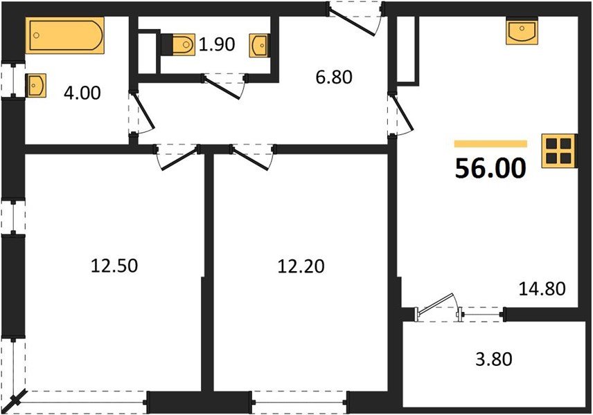 Фото №1: 2-комнатная квартира 56&nbsp;м², 11/18&nbsp;эт. - Краснодар, мкр. Прикубанский внутригородской округ