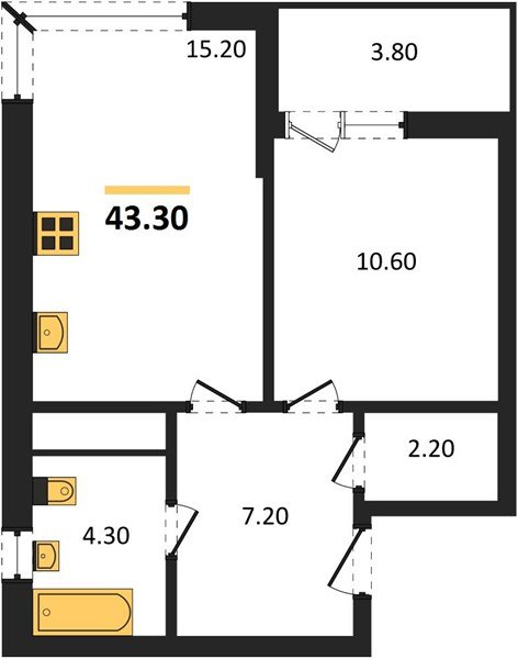 Фото №1: 1-комнатная квартира 43&nbsp;м², 7/18&nbsp;эт. - Краснодар, мкр. Прикубанский внутригородской округ